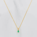 Set Cadena Veneciana + Dije Cuatro Garras Esmeralda 04Pts / 1.1 g / 45 cm Oro Amarillo 18K