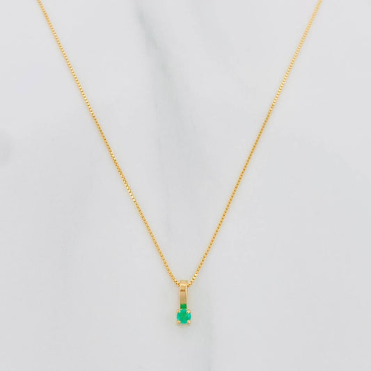 Set Cadena Veneciana + Dije Circulo Esmeralda 07Pts / 1.2 g / 45 cm Oro Amarillo 18K