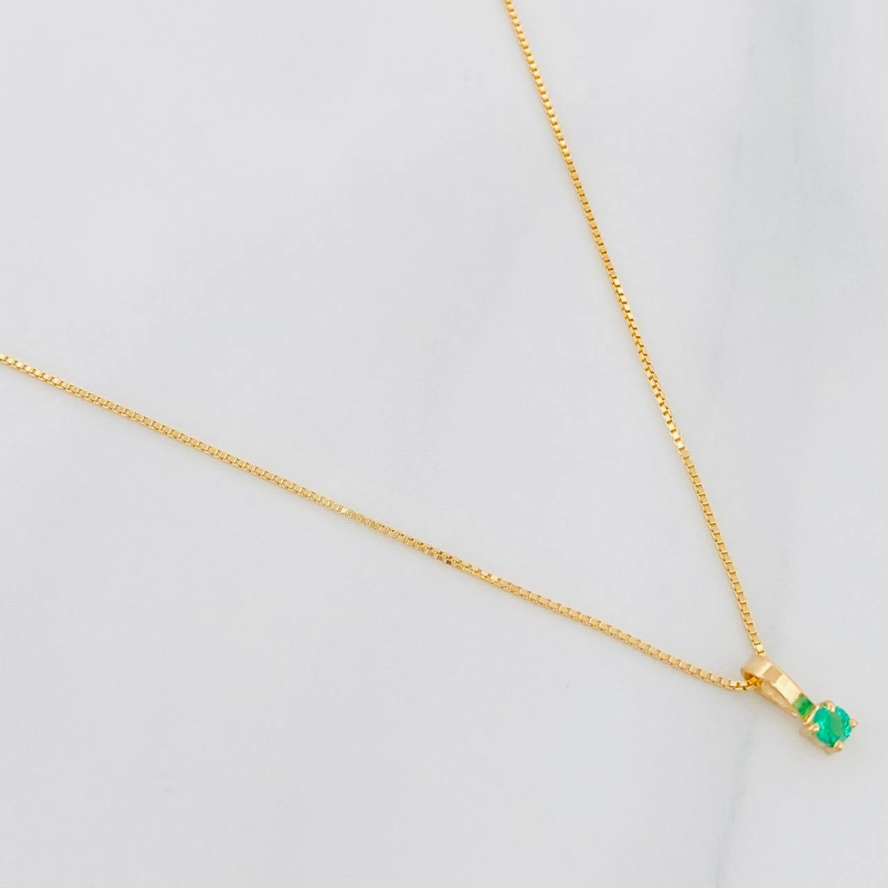 Set Cadena Veneciana + Dije Cuatro Garras Esmeralda 04Pts / 1.15 g / 45 cm Oro Amarillo 18K