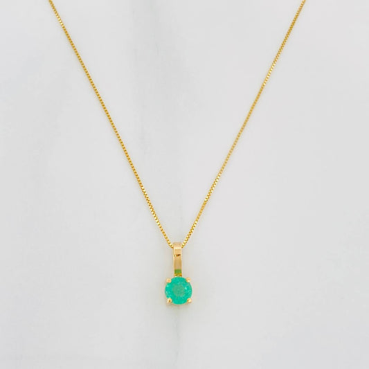 Set Cadena Veneciana + Dije Circulo Esmeralda 16Pts / 1.2 g / 45 cm Oro Amarillo 18K