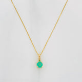 Set Cadena Veneciana + Dije Circulo Esmeralda 16Pts / 1.2 g / 45 cm Oro Amarillo 18K