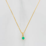 Set Cadena Veneciana + Dije Circulo Esmeralda 12Pts / 1.15 g / 45 cm Oro Amarillo 18K