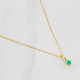 Set Cadena Veneciana + Dije Circulo Esmeralda 12Pts / 1.15 g / 45 cm Oro Amarillo 18K