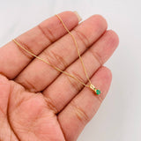 Set Cadena Veneciana + Dije Circulo Esmeralda 12Pts / 1.15 g / 45 cm Oro Amarillo 18K