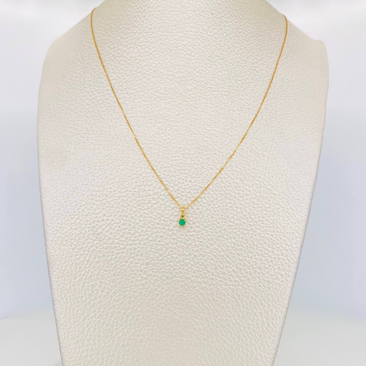 Set Cadena Veneciana + Dije Circulo Esmeralda 10Pts / 1.2 g / 45 cm Oro Amarillo 18K