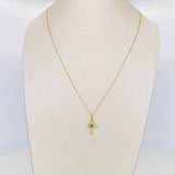 Set Cadena Veneciana + Dije Cruz Esmeralda 06Pts / 1.3 g / 50 cm Oro Amarillo 18K