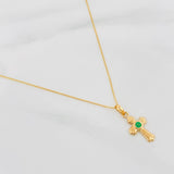 Set Cadena Veneciana + Dije Cruz Esmeralda 0.5Pts / 1.5 g / 50.5 cm Oro Amarillo 18K