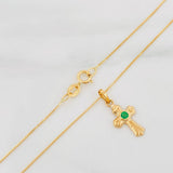 Set Cadena Veneciana + Dije Cruz Esmeralda 0.5Pts / 1.5 g / 50.5 cm Oro Amarillo 18K