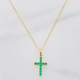 Set Cadena Veneciana + Dije Cruz Esmeralda 19Pts / 1.85 g / 50 cm Oro Amarillo 18K