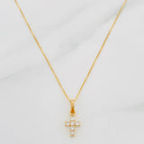 Set Cadena Veneciana + Dije Cruz Diamantes 12Pts / 1.45 g / 45 cm Oro Amarillo 18K