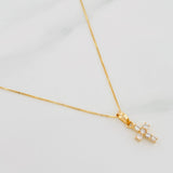 Set Cadena Veneciana + Dije Cruz Diamantes 12Pts / 1.45 g / 45 cm Oro Amarillo 18K