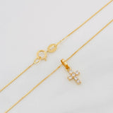 Set Cadena Veneciana + Dije Cruz Diamantes 10Pts / 1.4 g / 45 cm Oro Amarillo 18K