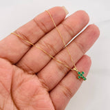 Set Cadena Veneciana + Dije Cruz Esmeralda 10Pts / 1.3 g / 45 cm Oro Amarillo 18K