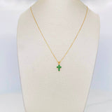 Set Cadena Veneciana + Dije Cruz Esmeralda 13Pts / 1.45 g / 45 cm Oro Amarillo 18K