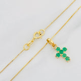 Set Cadena Veneciana + Dije Cruz Esmeralda 1.9Pts / 1.4 g / 45 cm Oro Amarillo 18K