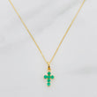 Set Cadena Veneciana + Dije Cruz Esmeralda 15Pts / 1.25 g / 45 cm Oro Amarillo 18K