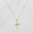 Set Cadena Veneciana + Dije Cruz Esmeralda 06Pts / 1.5 g / 50 cm Oro Amarillo 18K