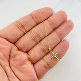 Set Cadena Veneciana + Dije Cruz Esmeralda 06Pts / 1.35 g / 45 cm Oro Amarillo 18K