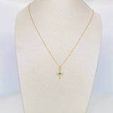 Set Cadena Veneciana + Dije Cruz Esmeralda 06Pts / 1.5 g / 50 cm Oro Amarillo 18K