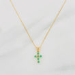 Set Cadena Veneciana + Dije Cruz Esmeralda 22Pts / 1.6 g / 45 cm Oro Amarillo 18K