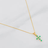 Set Cadena Veneciana + Dije Cruz Esmeralda 10Pts / 1.35 g / 45 cm Oro Amarillo 18K