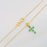 Set Cadena Veneciana + Dije Cruz Esmeralda 07Pts / 1.25 g / 45 cm Oro Amarillo 18K