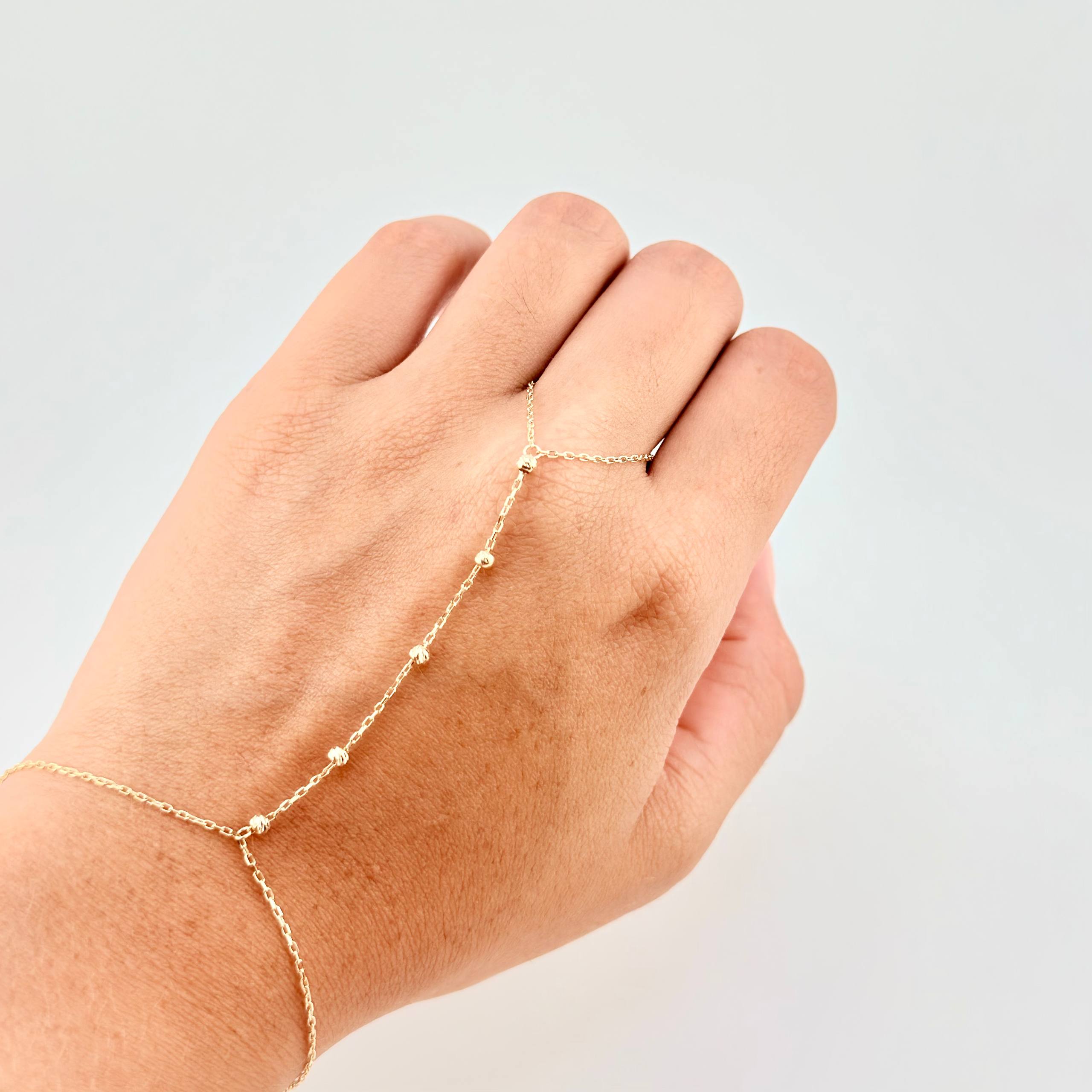 Pulso Arabe Bolas Diamantadas 1.55g / 20.5cm / 0.7mm Oro Amarillo 18K