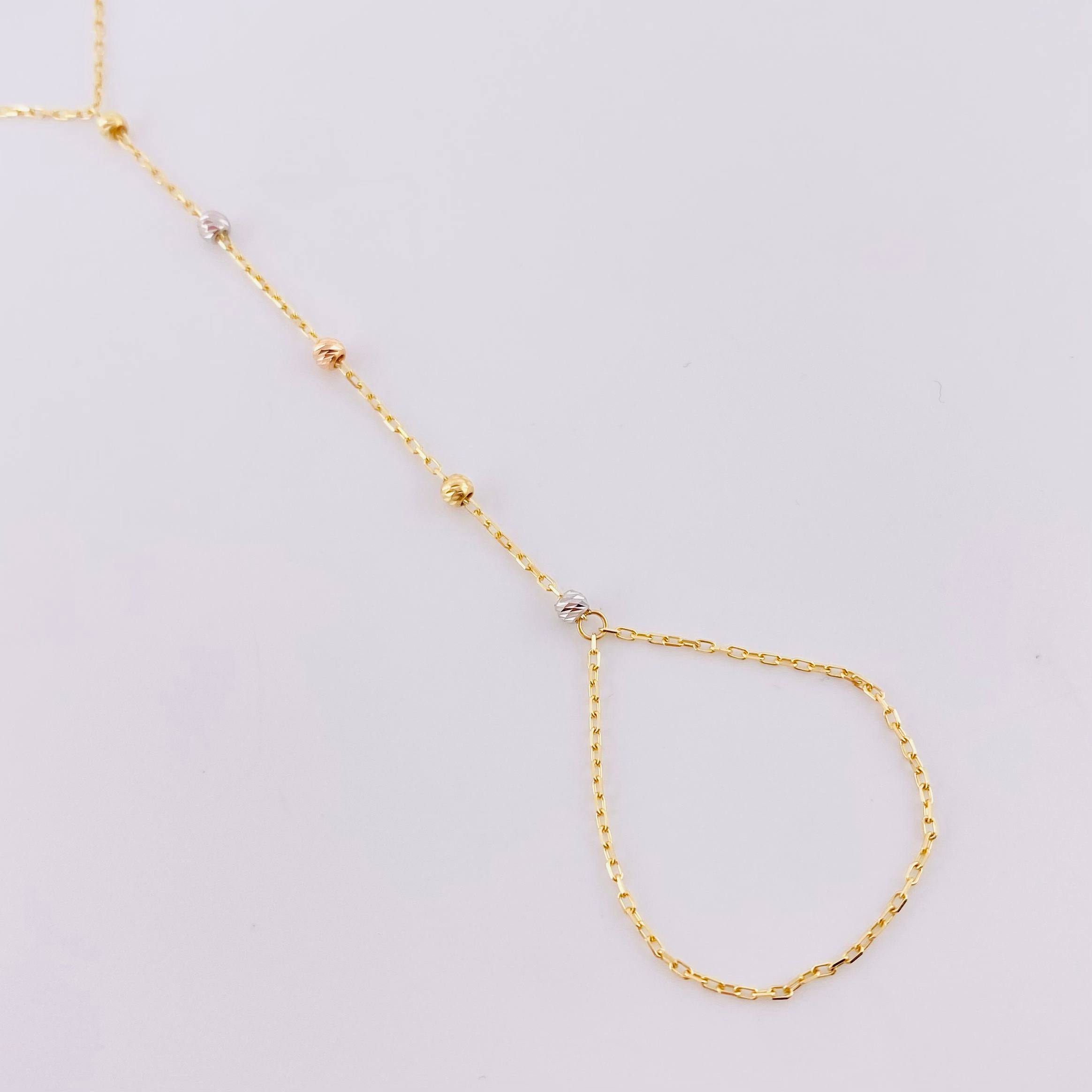 Pulso Arabe Bolas Diamantadas 1.5g / 19.7cm / 0.7mm Tres Oros 18K
