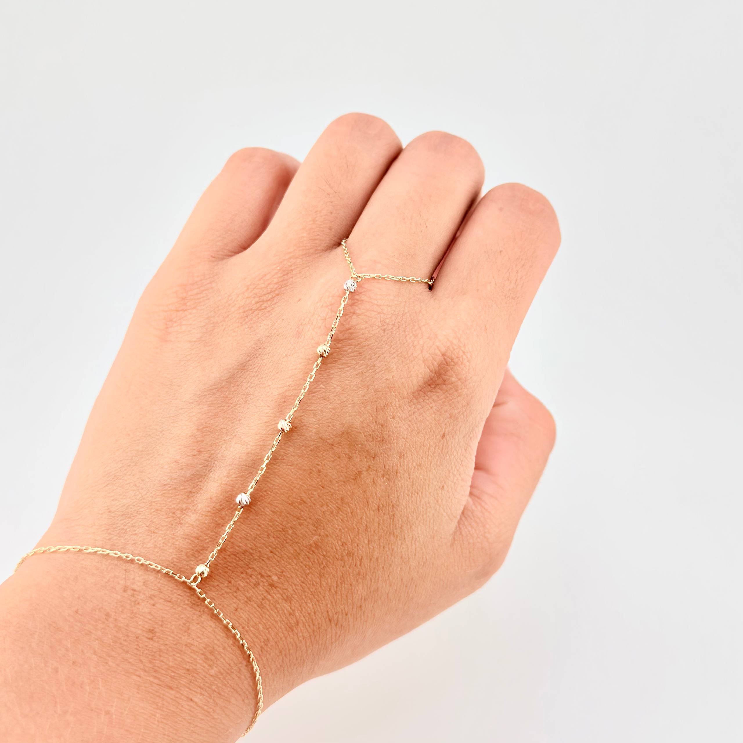 Pulso Arabe Bolas Diamantadas 1.5g / 19.7cm / 0.7mm Tres Oros 18K