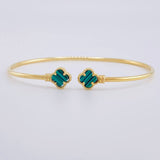 Pulso Aro Trebol Malaquita Verde 3.35 g / 18.8 cm / 1.8 mm Oro Amarillo 18K