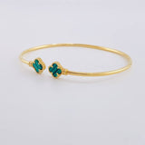 Pulso Aro Trebol Malaquita Verde 3.35 g / 18.8 cm / 1.8 mm Oro Amarillo 18K
