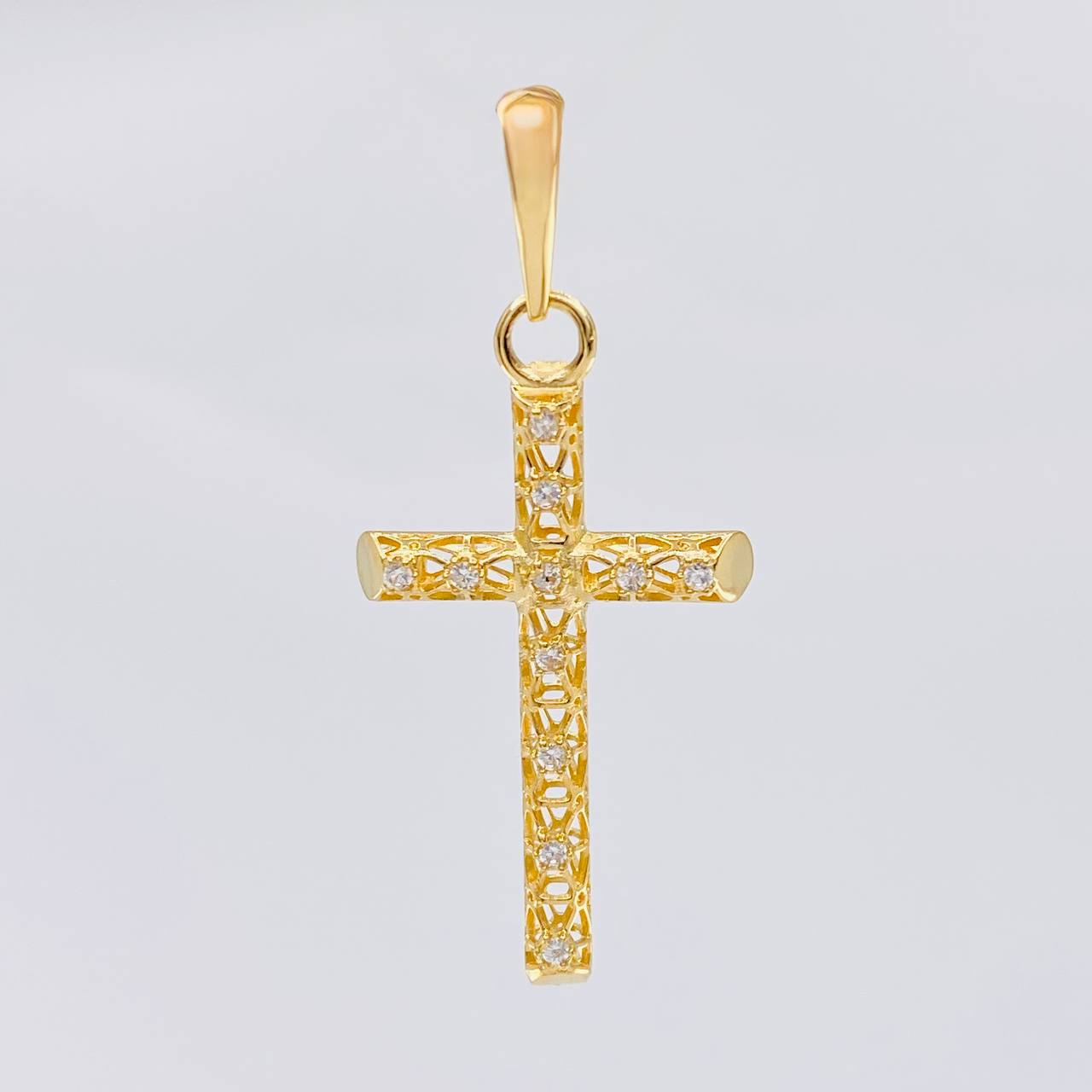 Dije Cruz Malla Latina 1.45 g / 3.5 cm Oro Amarillo 18K