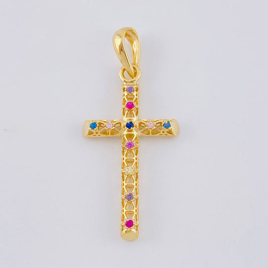 Dije Cruz Malla Latina 1.45 g / 3.5 cm Oro Amarillo 18K