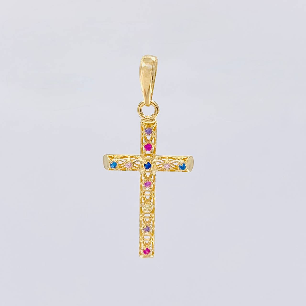 Dije Cruz Malla Latina 1.45 g / 3.5 cm Oro Amarillo 18K