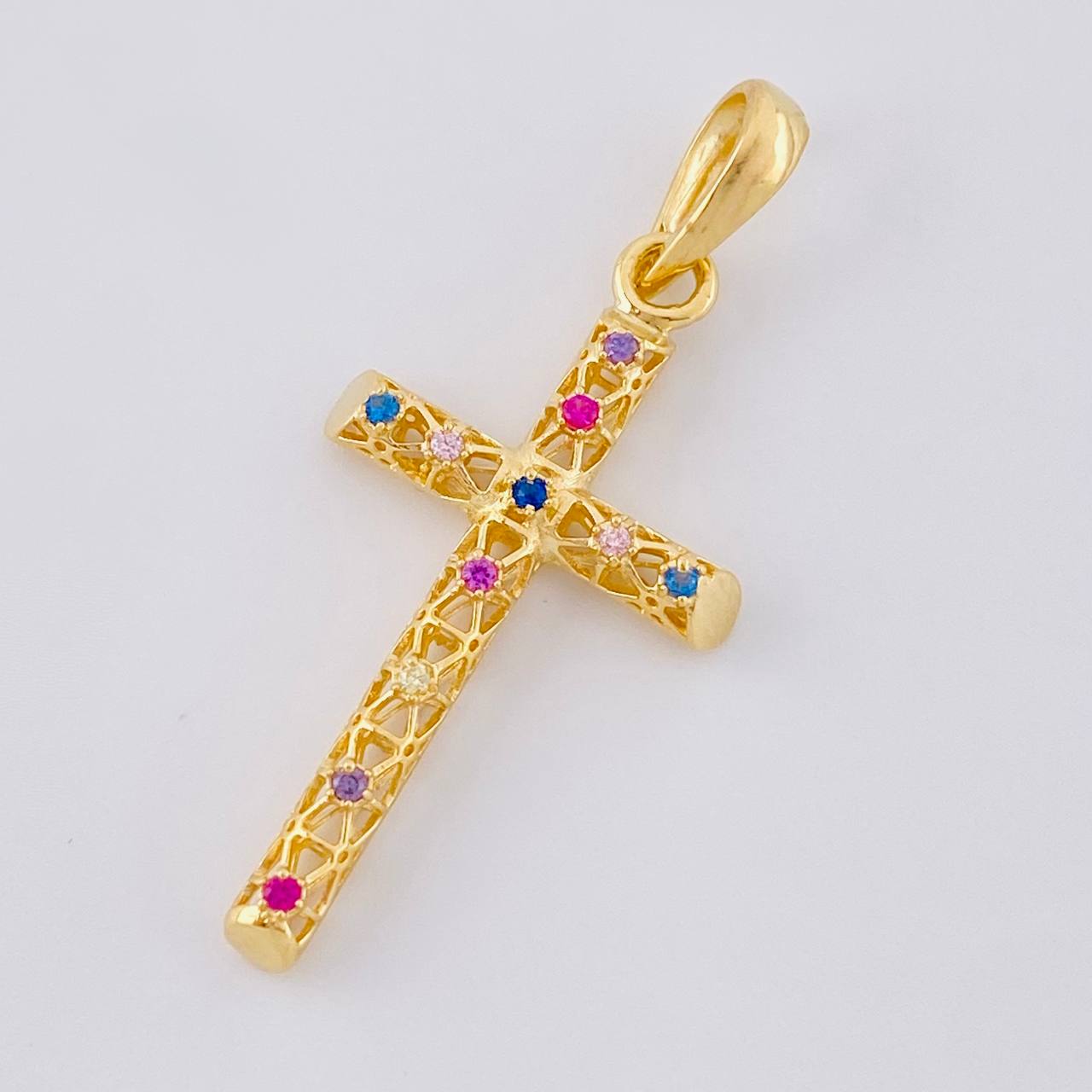 Dije Cruz Malla Latina 1.45 g / 3.5 cm Oro Amarillo 18K