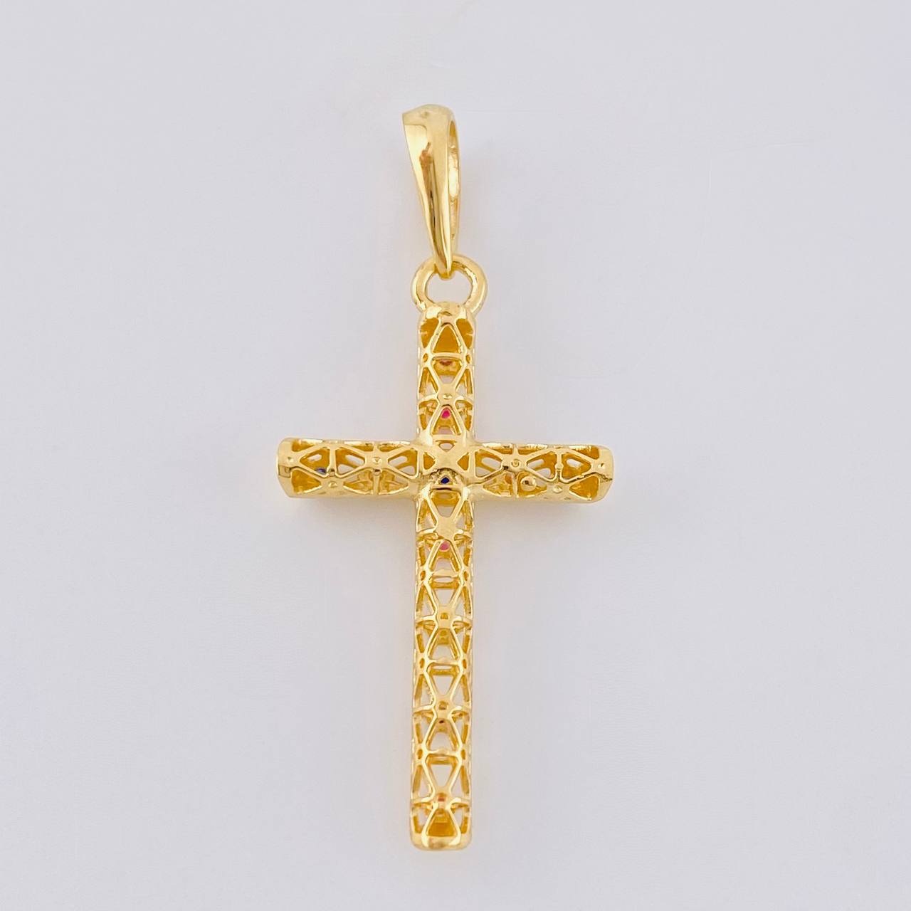Dije Cruz Malla Latina 1.45 g / 3.5 cm Oro Amarillo 18K