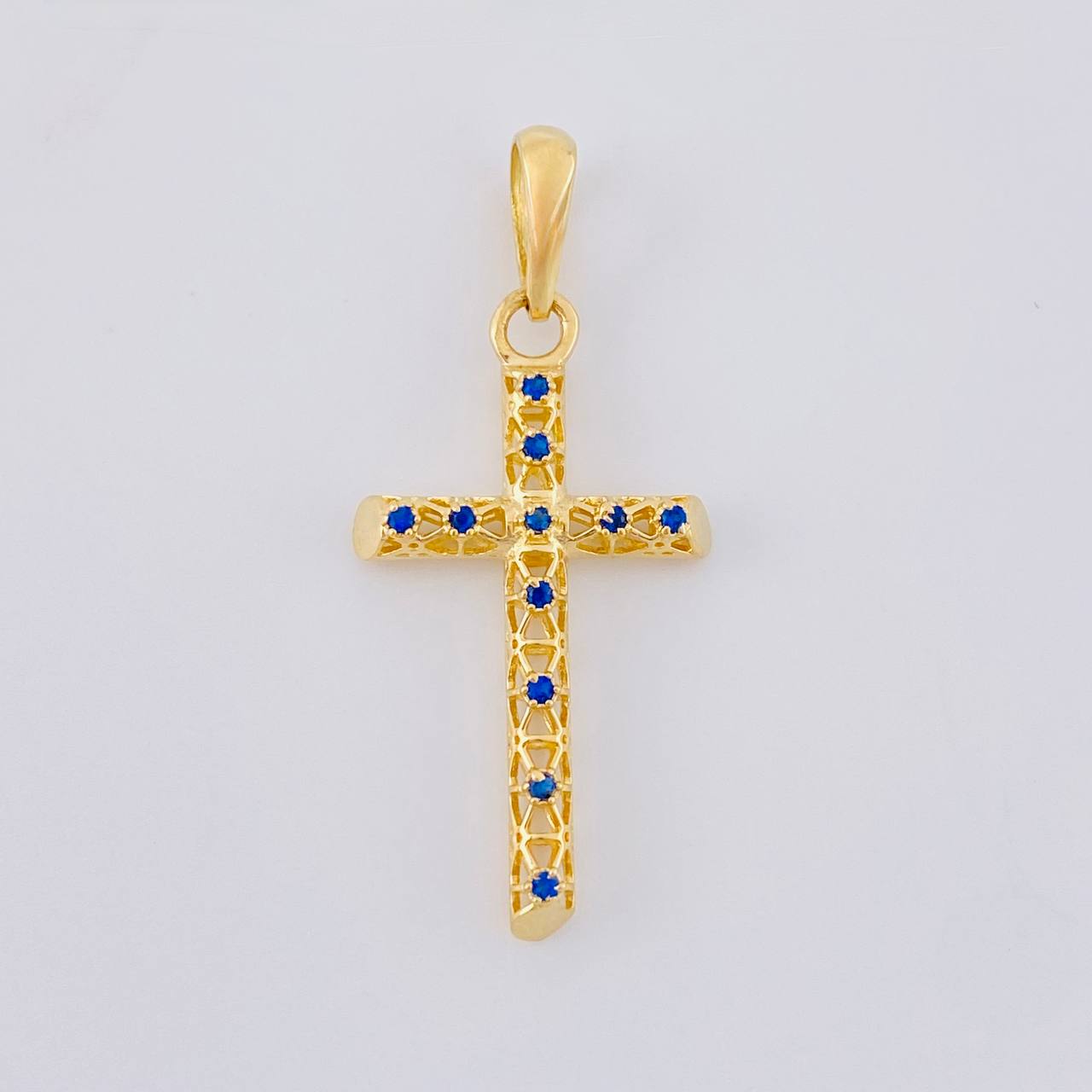 Dije Cruz Malla Latina 1.55 g / 3.5 cm Oro Amarillo 18K