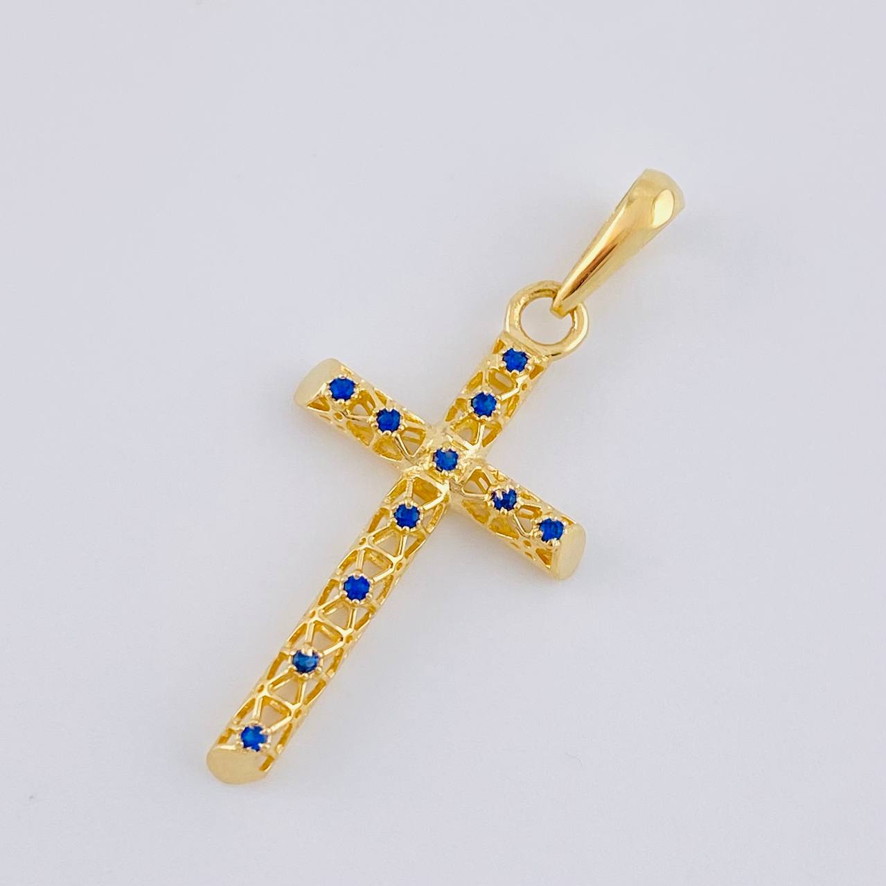 Dije Cruz Malla Latina 1.55 g / 3.5 cm Oro Amarillo 18K