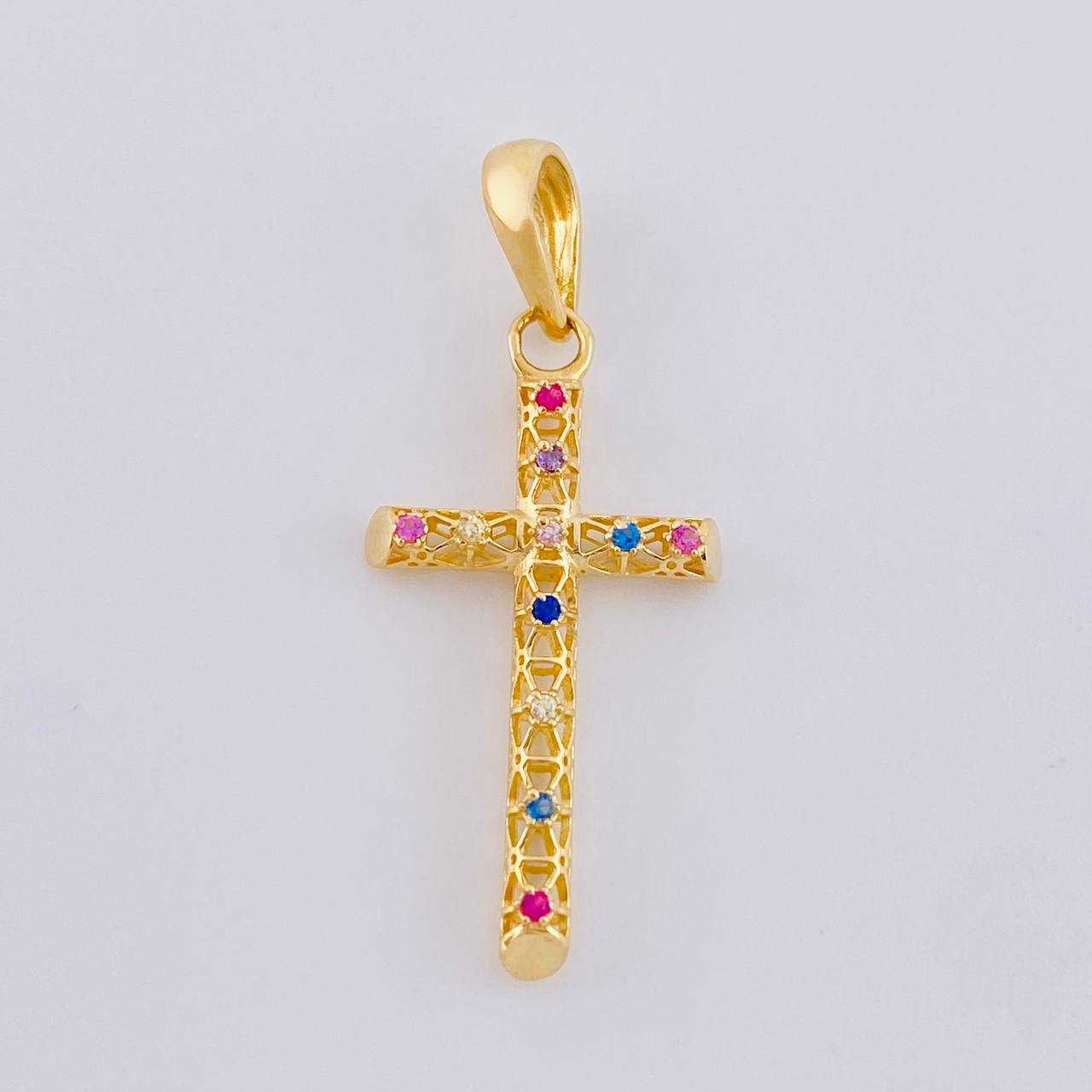Dije Cruz Malla Latina 1.3 g / 3.2 cm Oro Amarillo 18K