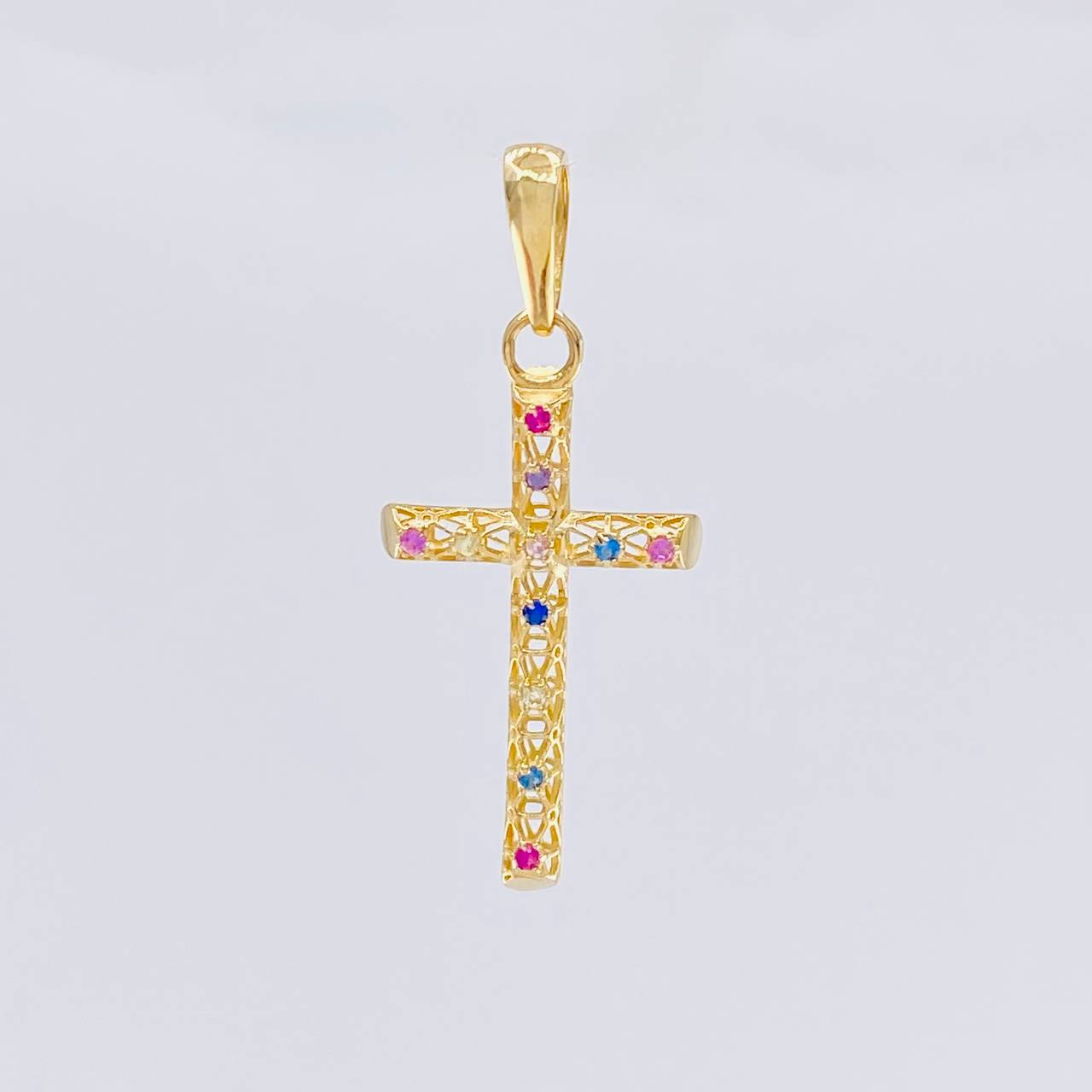 Dije Cruz Malla Latina 1.3 g / 3.2 cm Oro Amarillo 18K