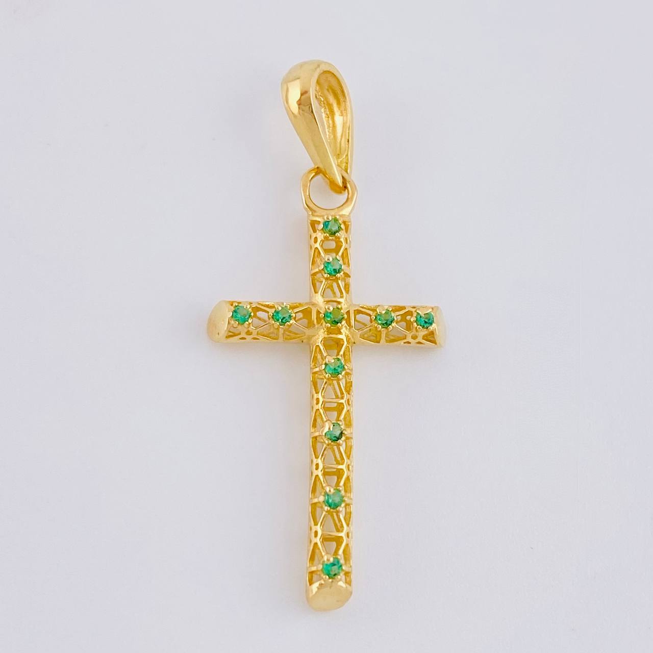Dije Cruz Malla Latina 1.3 g / 4.5 cm Oro Amarillo 18K