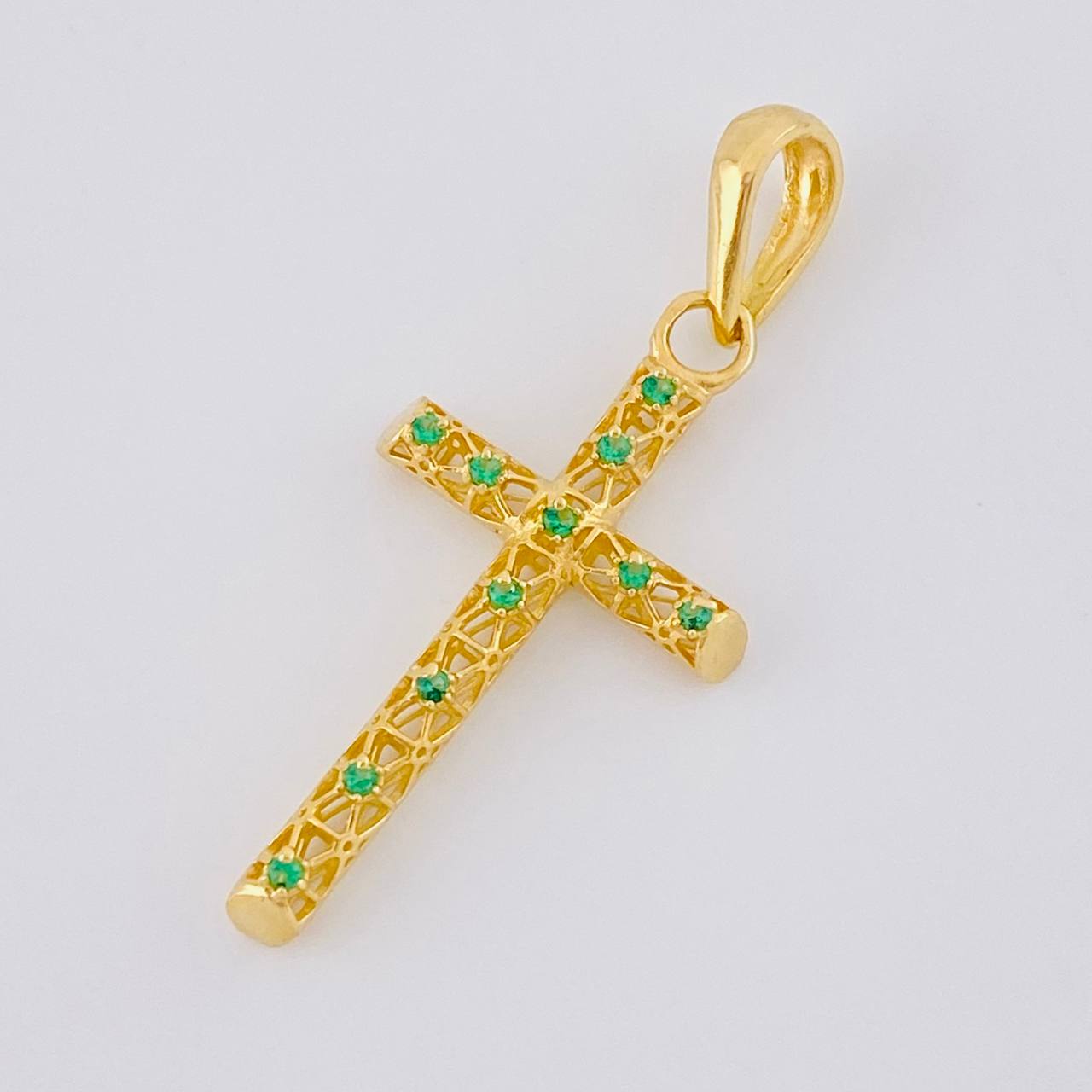 Dije Cruz Malla Latina 1.3 g / 4.5 cm Oro Amarillo 18K