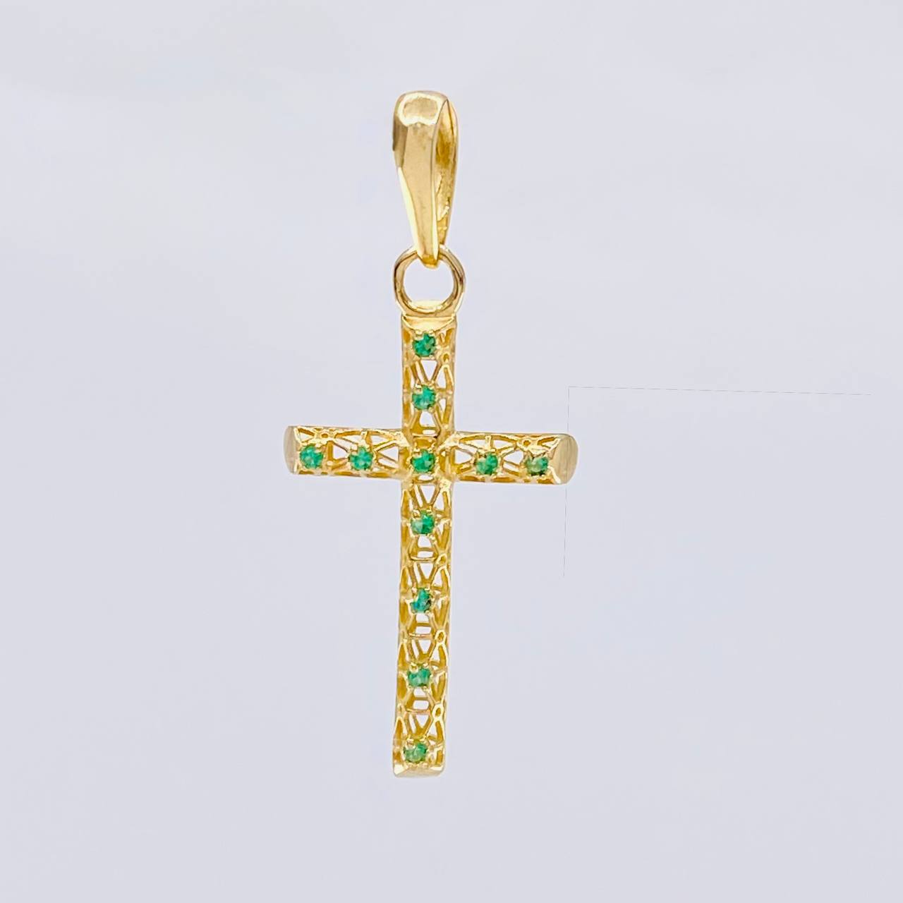 Dije Cruz Malla Latina 1.3 g / 4.5 cm Oro Amarillo 18K