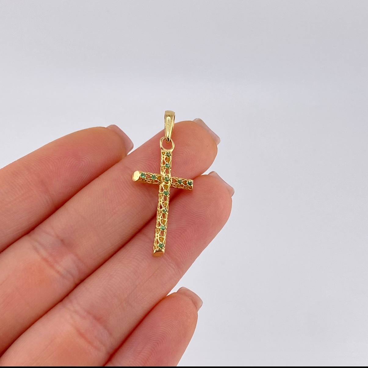 Dije Cruz Malla Latina 1.3 g / 3.5 cm Oro Amarillo 18K