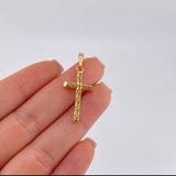 Dije Cruz Malla Latina 1.3 g / 4.5 cm Oro Amarillo 18K