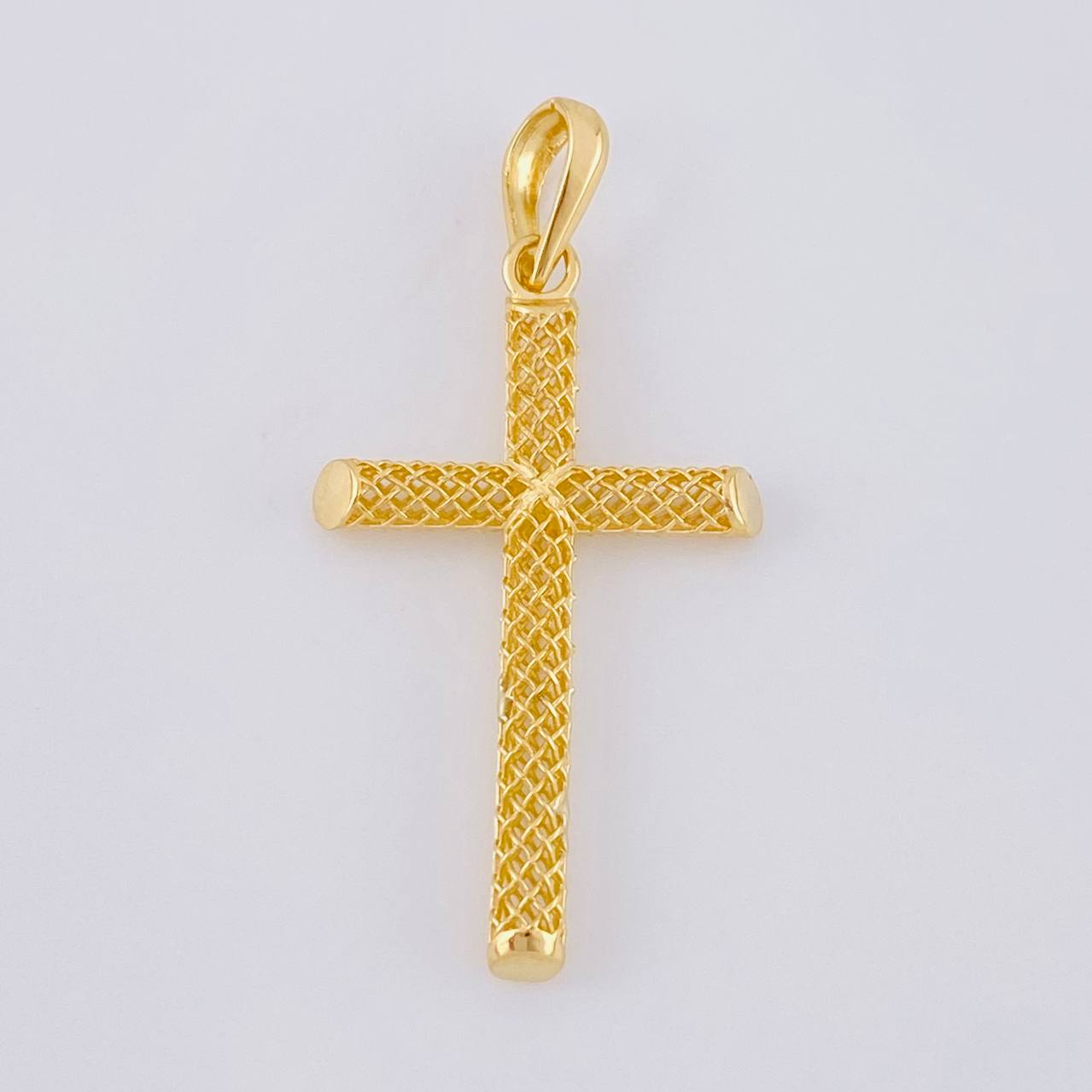 Dije Cruz Malla Latina 1.35 g / 3.5 cm Oro Amarillo 18K