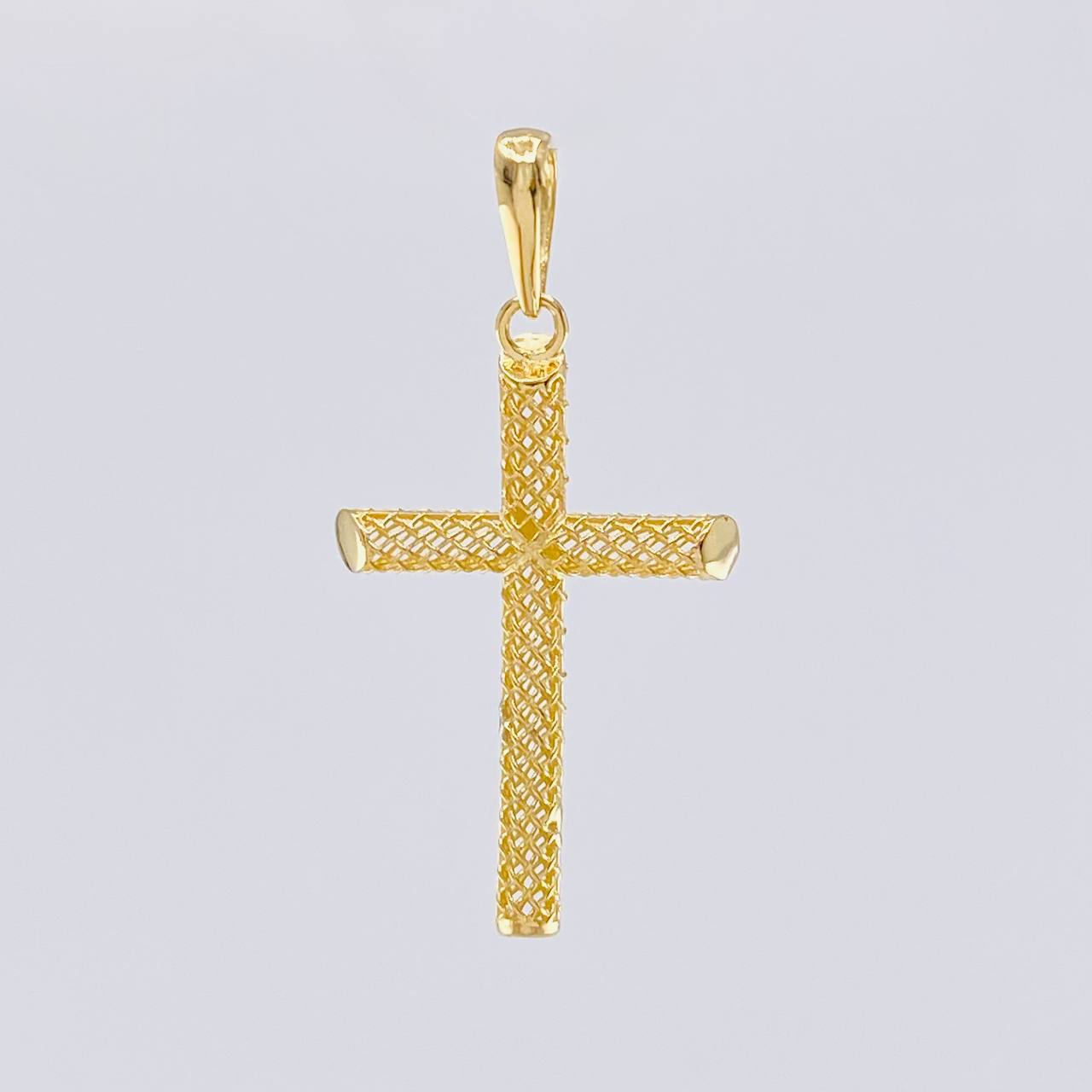 Dije Cruz Malla Latina 1.35 g / 3.5 cm Oro Amarillo 18K