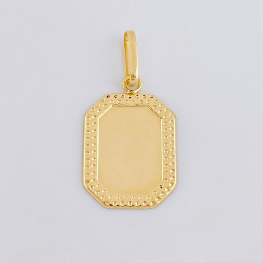Dije Placa Marco Bordeado 0.8 g / 2.7 cm Oro Amarillo 18K