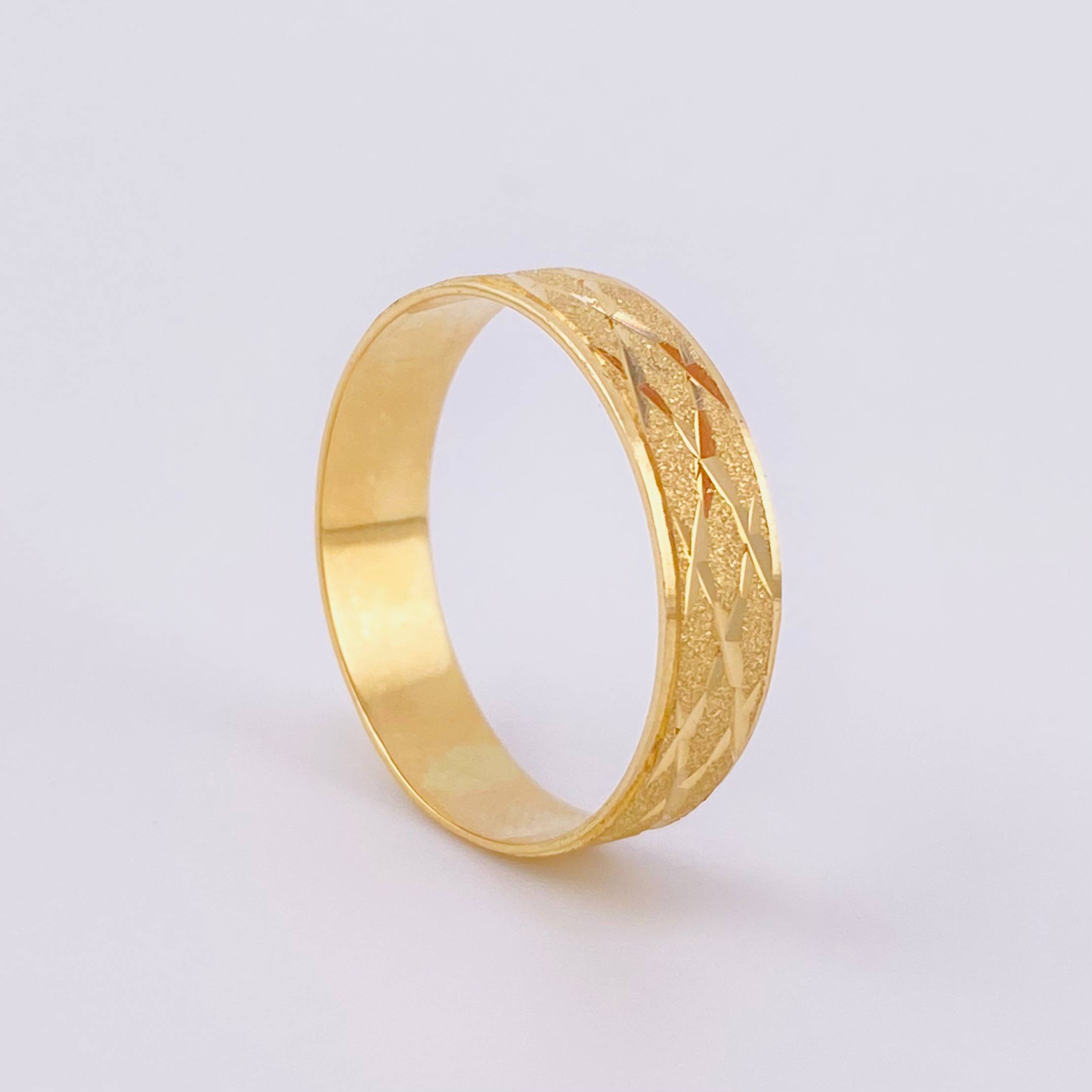 Anillo Argolla malla zig-zag diamantada 3.2g / T6 1/4 Oro Amarillo 18K