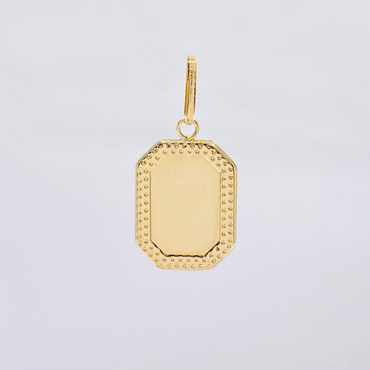 Dije Placa Marco Bordeado 0.75 g / 2.3 cm Oro Amarillo 18K